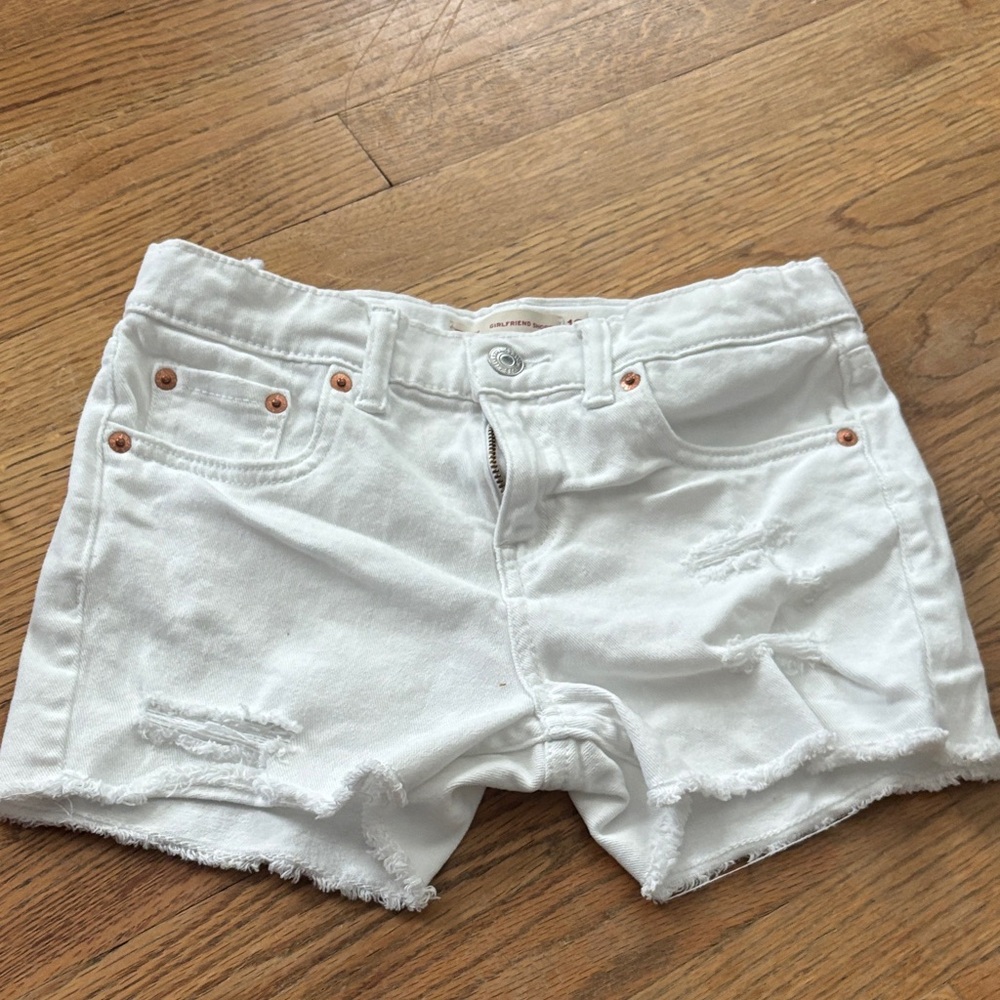 Levi's Kids White Distressed Denim Shorts
